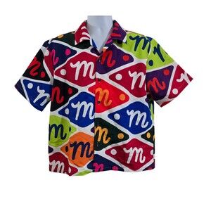 Mifland Casino Camp Shirt Mens Size Medium Button Up Graphic Print Short Sleeve